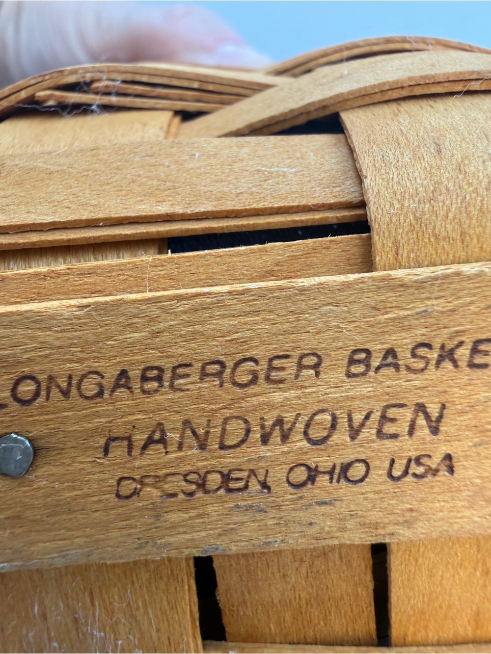 Vintage Longaberger Wood Tissue Basket W/Lid  Fabric & Clear Liner - Picture 4 of 12
